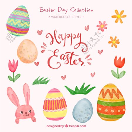 彩绘复活节兔子和6个彩蛋