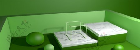 绿色微立体燕窝立体展台背景素材