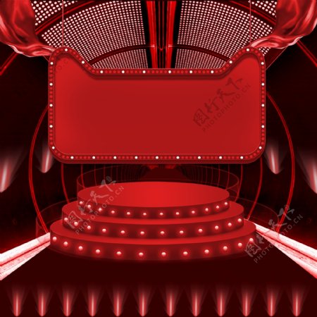 红色的立体舞台主图背景