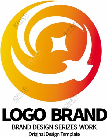 创意红黄飞鸟C字母公司LOGO标志设计