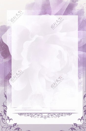 清新优雅紫色鲜花质感欧式花边