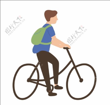 骑自行车的学生