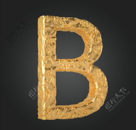 金属质感立体字母B