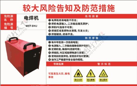 电焊机危险源危险告知牌