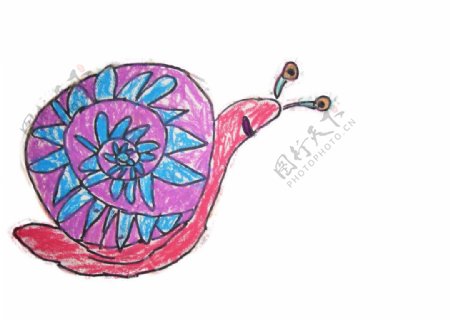 原始的美儿童涂鸦蜗牛