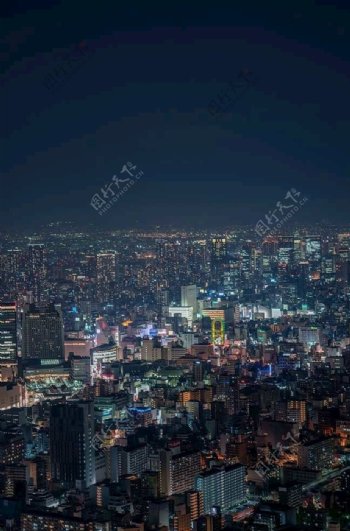 大阪市鸟瞰夜景