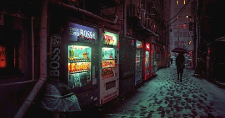 日本冬天的街道