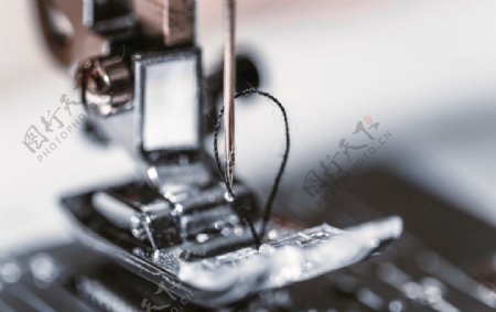 图片素材缝纫机针线特写
