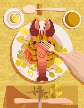 龙虾料理餐厅海报