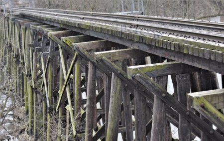桥栈桥铁路老木材重