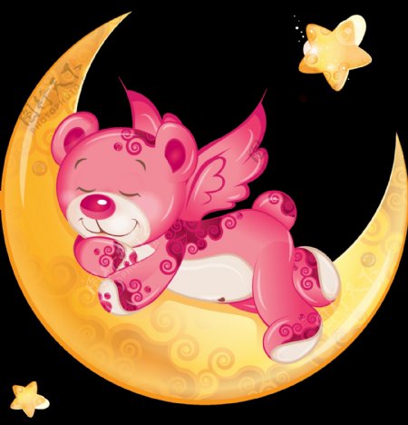 粉色的熊与月亮