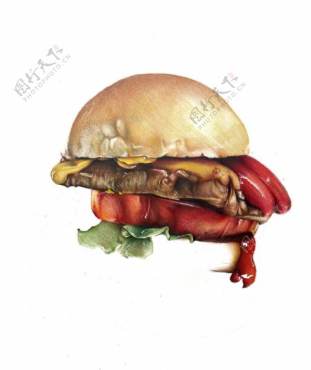 美食汉堡插画