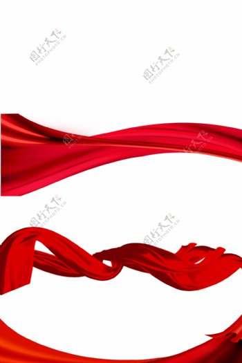 飘带红绸丝带绸缎红色飘逸素材