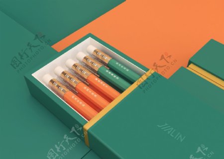 三维铅笔包装盒模型制作
