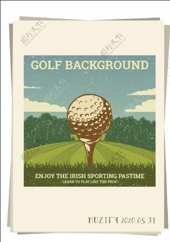 老式高尔夫球海报