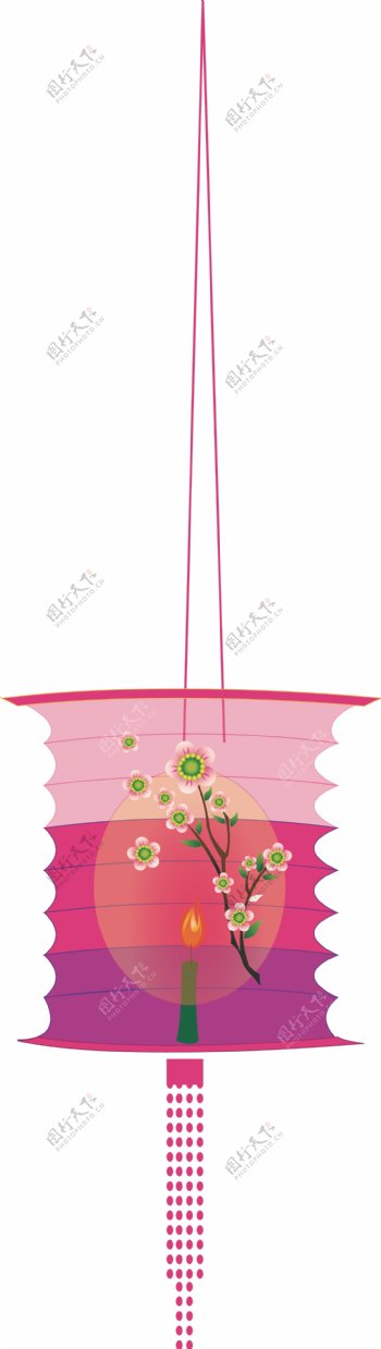 手绘花朵灯笼中国风传统古典素材