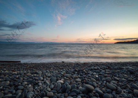 海岸线石头鹅卵石文艺背景素材