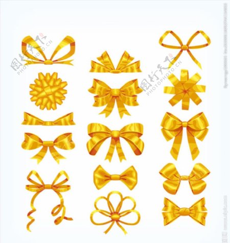 金色丝带蝴蝶结矢量素材