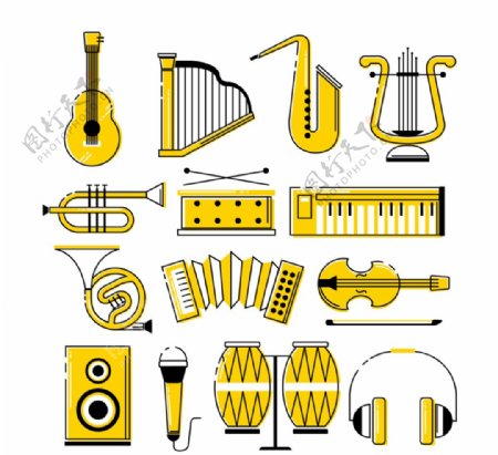 黄色乐器设计矢量素材