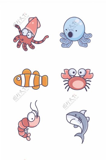 卡通海洋动物图案