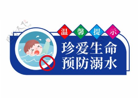 预防溺水标语警告牌海报素材