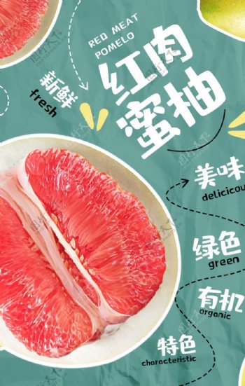 红肉蜜柚活动促销宣传海报素材