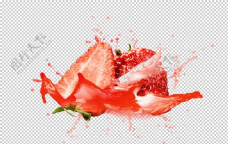 草莓水果飞溅背景海报素材