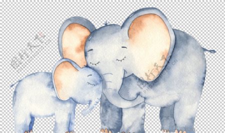 卡通水彩动物小象