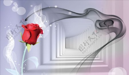 玫瑰走廊花卉背景墙