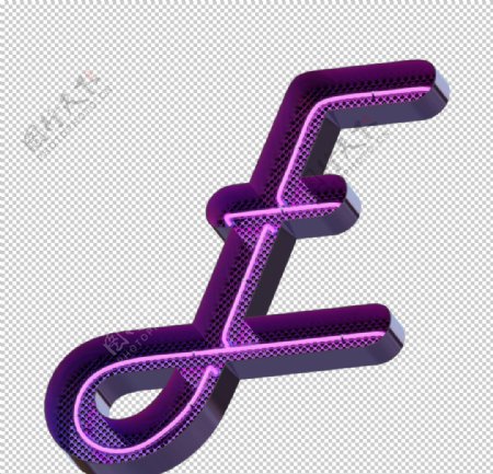 高清立体紫色霓虹灯字母元素