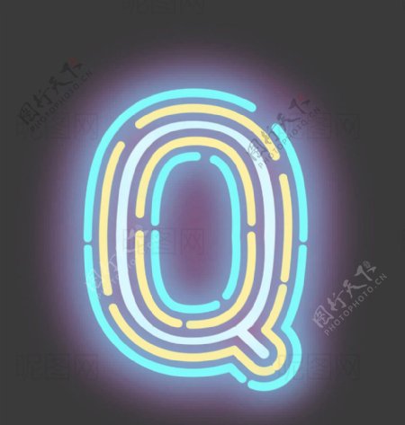 霓虹灯字母Q图片