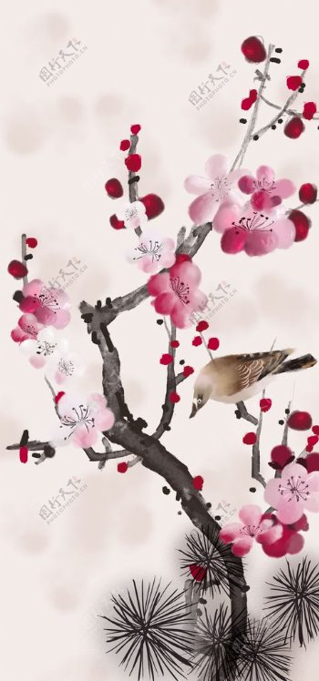 新中式梅花装饰画图片
