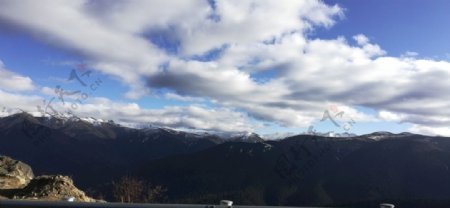 蓝天白云雪山风景图片