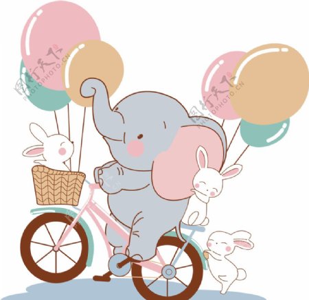 小象骑单车图片