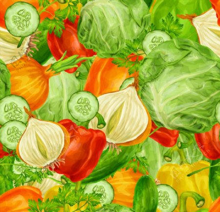 彩绘蔬菜无缝背景图片
