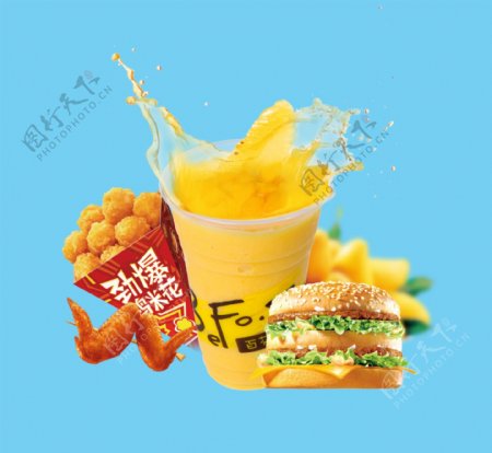汉堡饮料食物图片