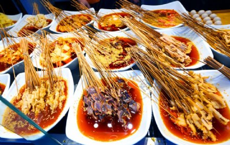 火锅串串美食食材背景素材图片