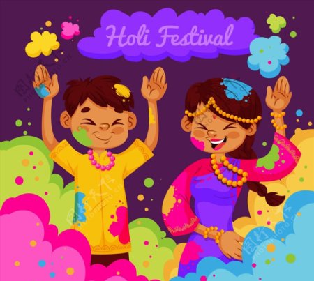 卡通印度色彩节人物图片