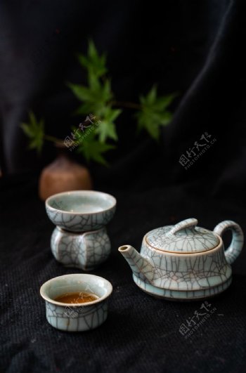 茶具茶杯瓷器复古背景海报素材图片