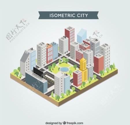 等距建筑城市矢量图图片