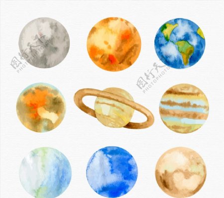 太阳系行星矢量图片