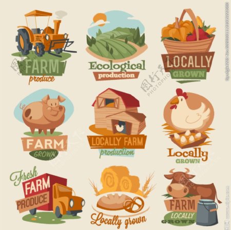 卡通农场品标签图片