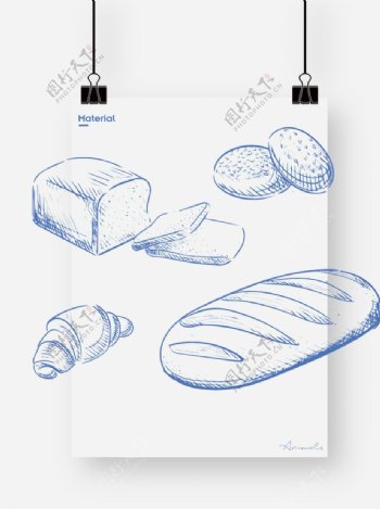 面包线稿图片