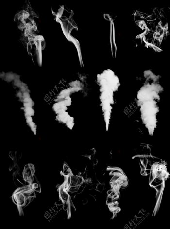 水墨白色烟雾蒸腾效果素材图片