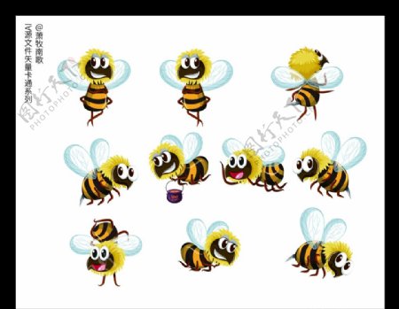 蜜蜂卡通矢量AI源文件图片
