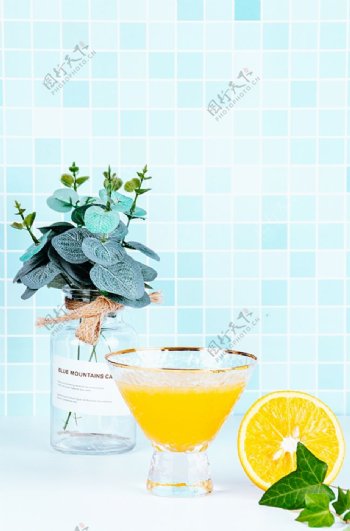 柠檬果汁饮品背景海报素材图片
