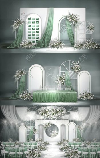 绿色大理石婚礼图片
