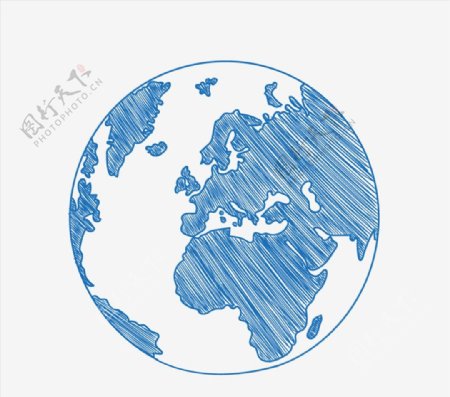 蓝色手绘地球图片
