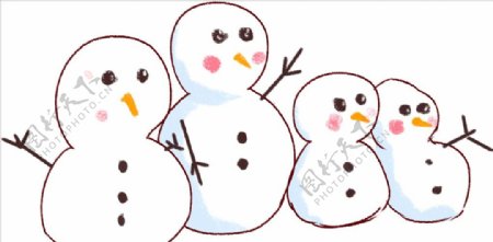 圣诞节雪人手绘插画元素PNG图片