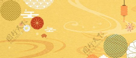 古风黄色日式和风纹饰背景图片